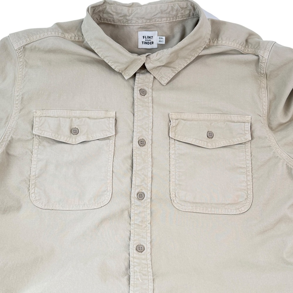 Flint And Tinder Utility Shirt Mens XXL Tan Khaki Button Down Outdoor Casual - Picture 3 of 10